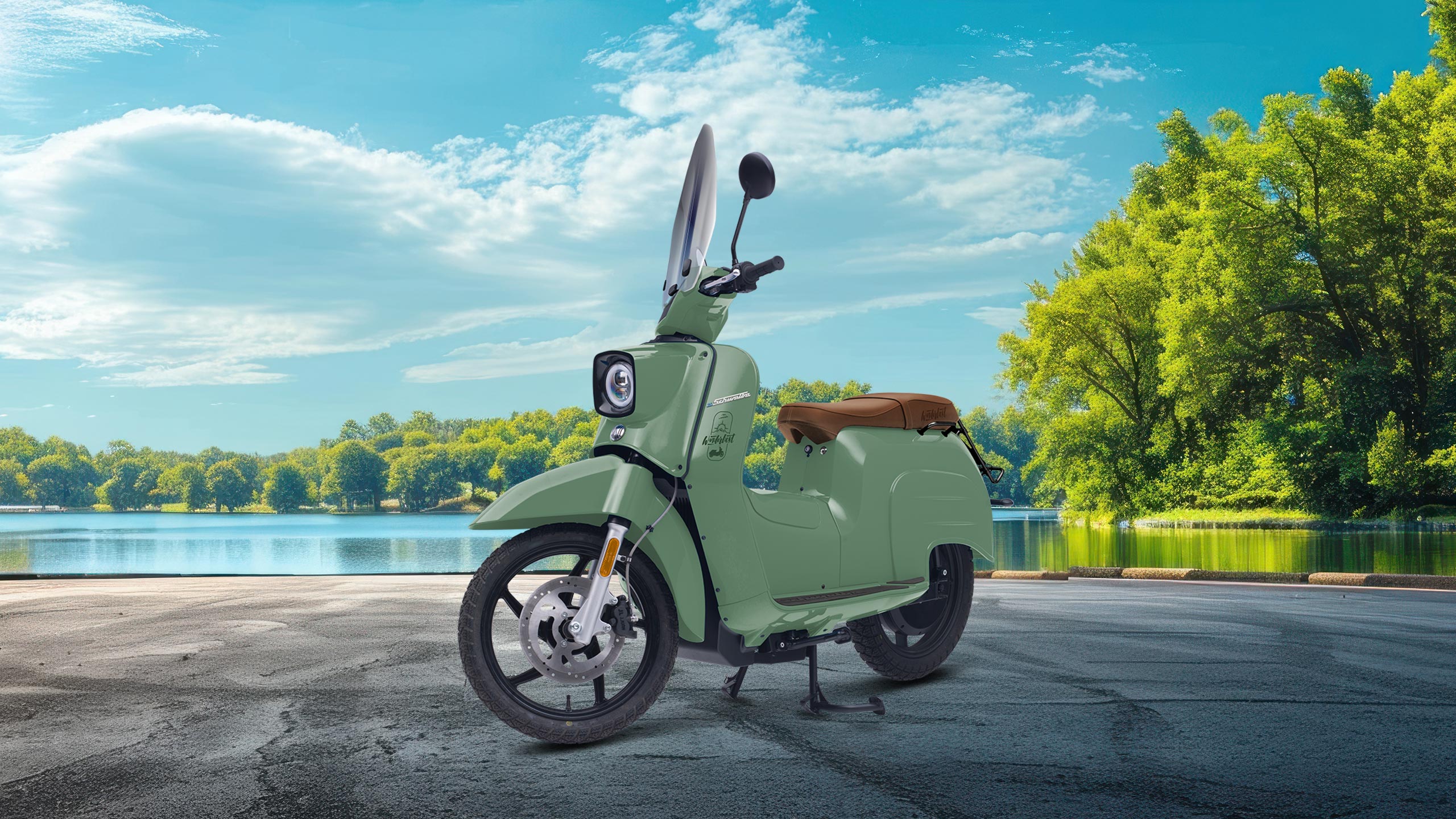 Schwalbe Wanderlust GT an einem See in der Natur